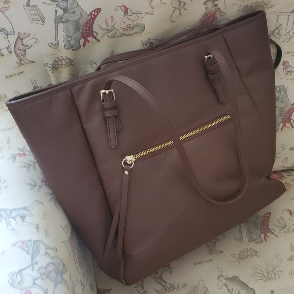 SORIAL NEW YORK TOTE w/ brown vegan leather